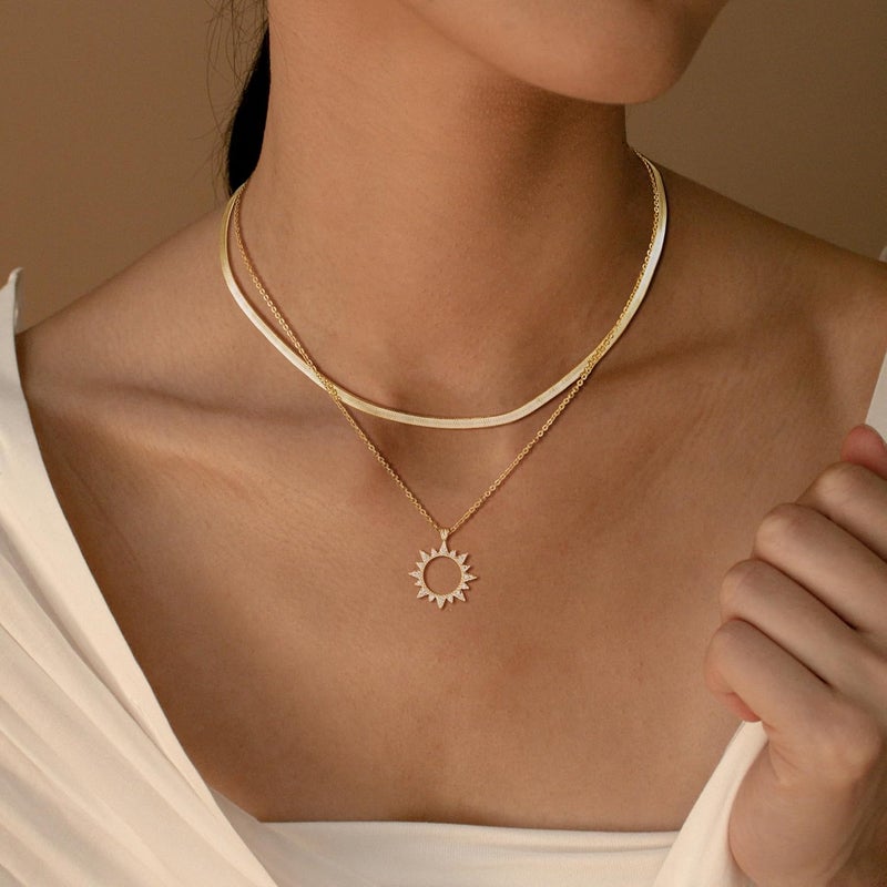 MFRYK Gold/Silver Necklaces Stack For Women,14K Gold/Sterling Silver Plated Simple Layered Choker Necklaces For Women,Stackable Multilayer Pearl Cross Disc Circle Pendant Cuban Herringbone Snake Paperclip Chain Necklaces Set Jewelry Gift for Women - Image 3